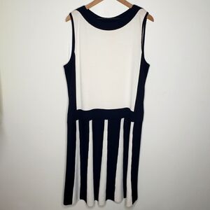 St. John Black and White Sleeveless Midi Dress